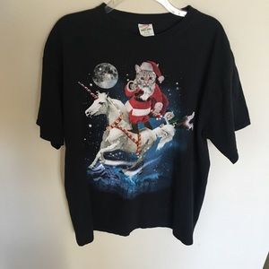 Unicorn cat kitten Christmas Believe tee shirt